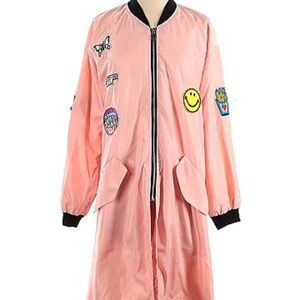 36.5 Long Bomber Jacket Patches Sporty Casual sz: S